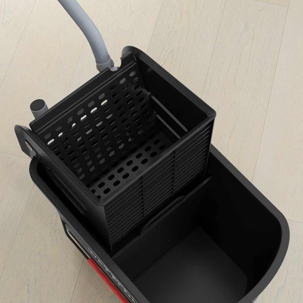 HOMCOM Black Wringer Handle Mop and Bucket Set on Wheels 20L Image 3