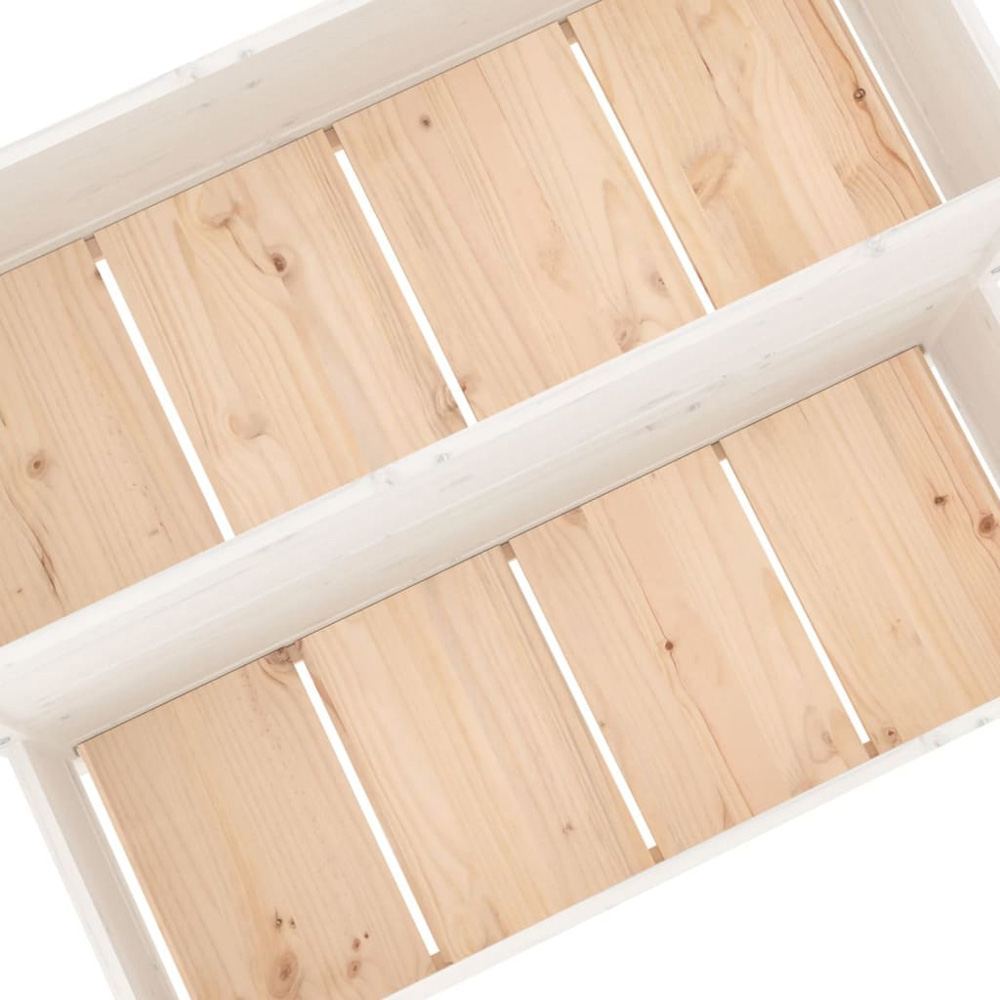 vidaXL 2-Tier White Solid Pine Wood Garden Planter 75 x 84 x 110cm Image 6