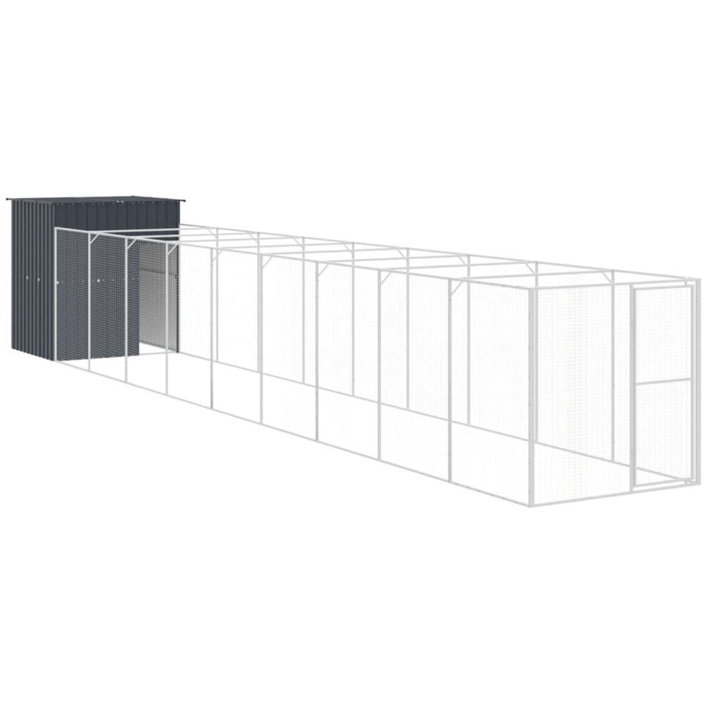 vidaXL Anthracite Galvanised Steel Kennel with Run 165 x 1067 x 181cm Image 5