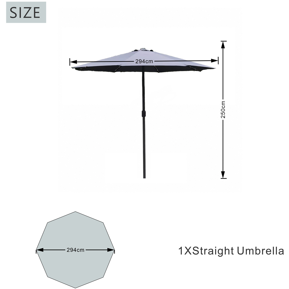 Direct Wicker Grey LED Crank Handle Parasol 2.94m Image 8
