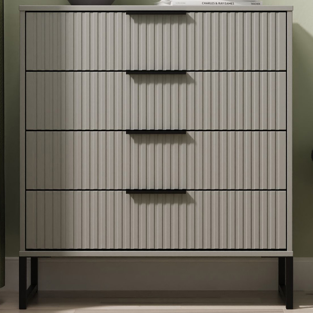 Crowndale Fluted 4 Drawer Dusk Grey Chest of Drawers Ready Assembled Image 1