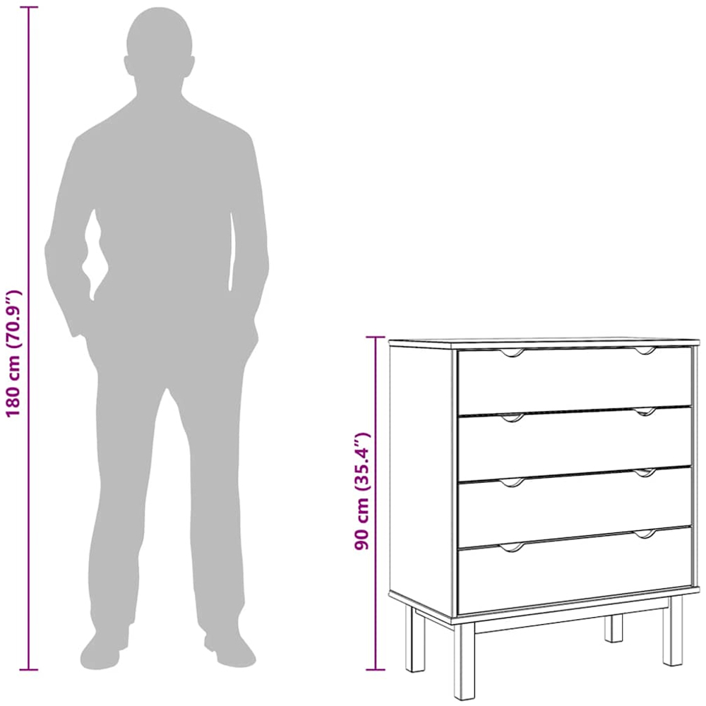 vidaXL 4 Drawer Brown and Grey Wooden Storage Cabinet Image 8
