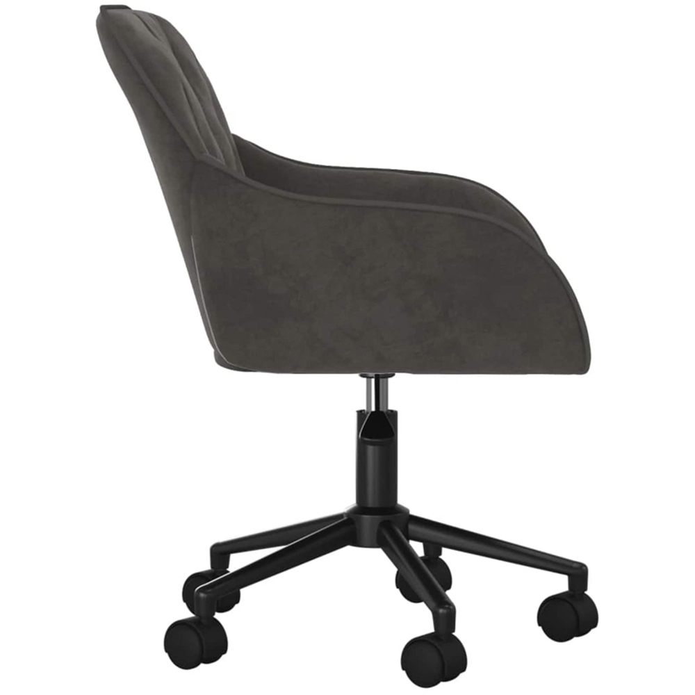 vidaXL Set of 2 Dark Grey Velvet Height-Adjustable Swivel Dining Chair with Wheels Image 5