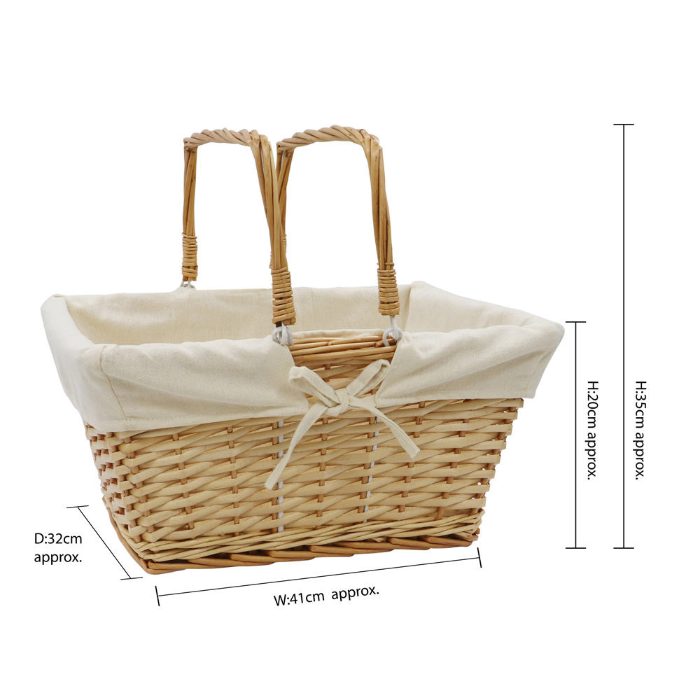 JVL  Acacia Honey Rectangular Willow Shopping Basket with Handles 20L Image 5