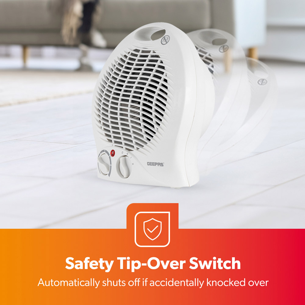 Geepas White Portable Fan Heater 2000W Image 5