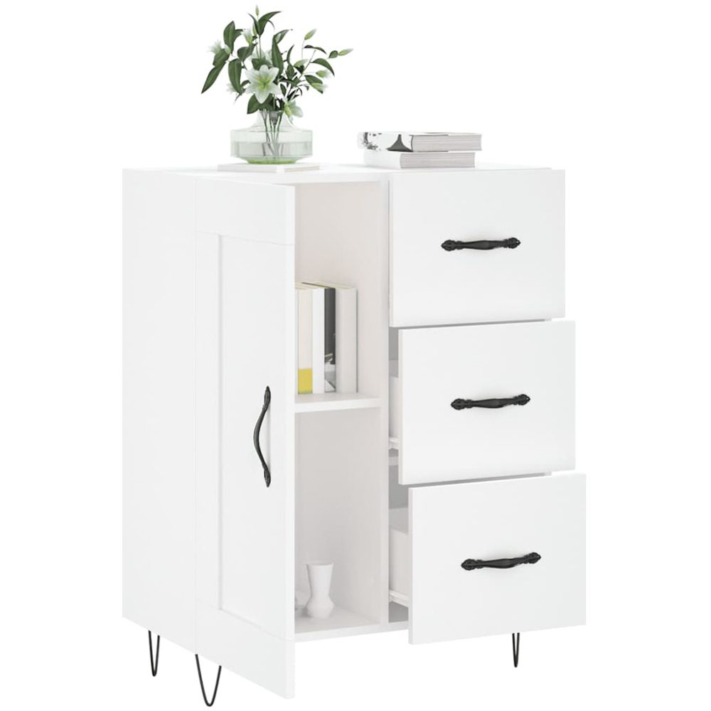 vidaXL Single Door 3 Drawer High Gloss White Sideboard Image 4