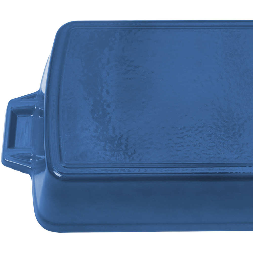 Living and Home 3.7L Blue Enamelled Cast Iron Rectangular Baking Dish Image 4