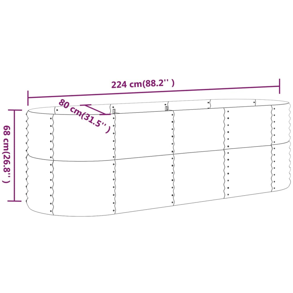 vidaXL Green Galvanised Steel Raised Garden Bed 68 x 80 x 224cm Image 5