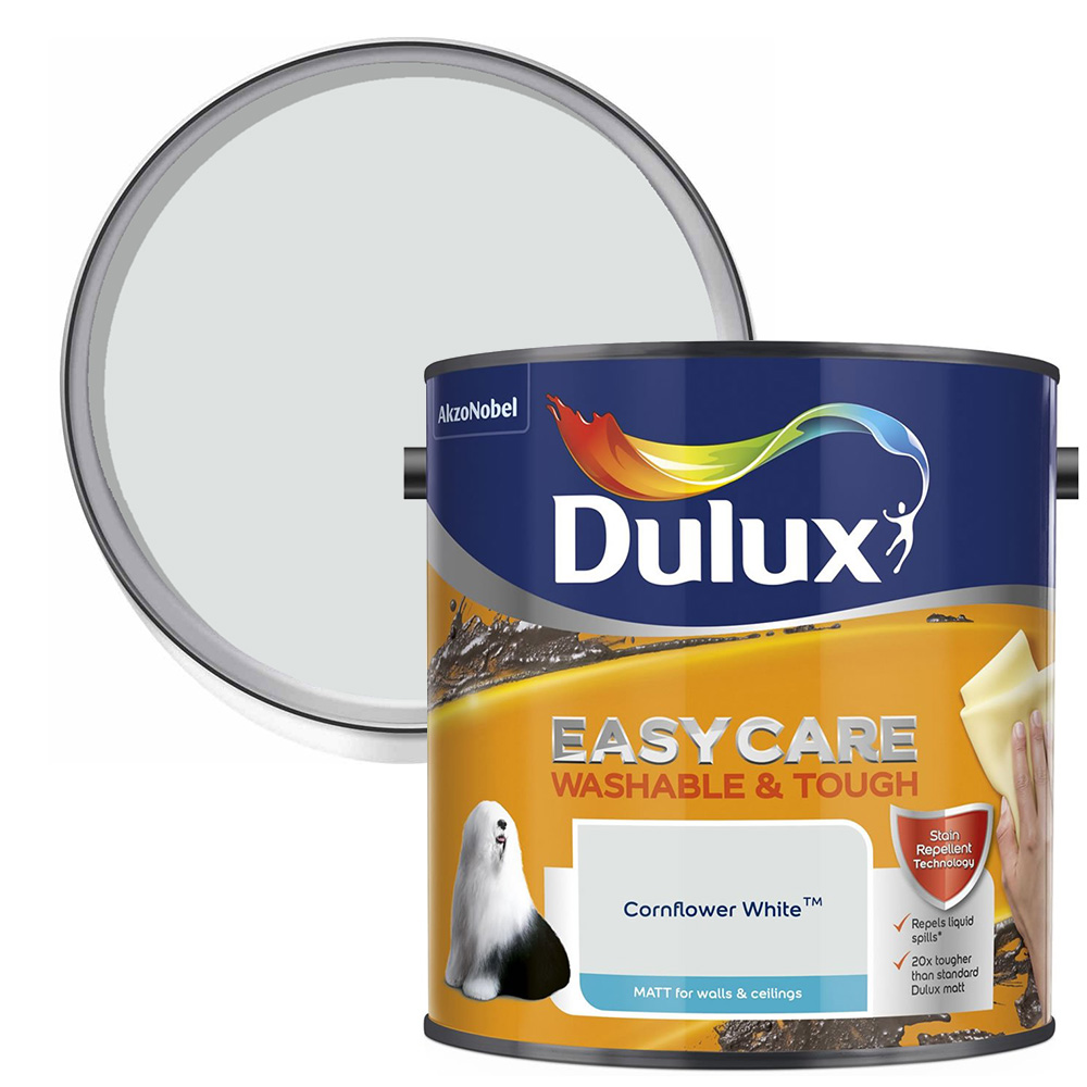 Dulux Easycare Washable & Tough Cornflower White Matt Emulsion Paint 2.5L Image 1