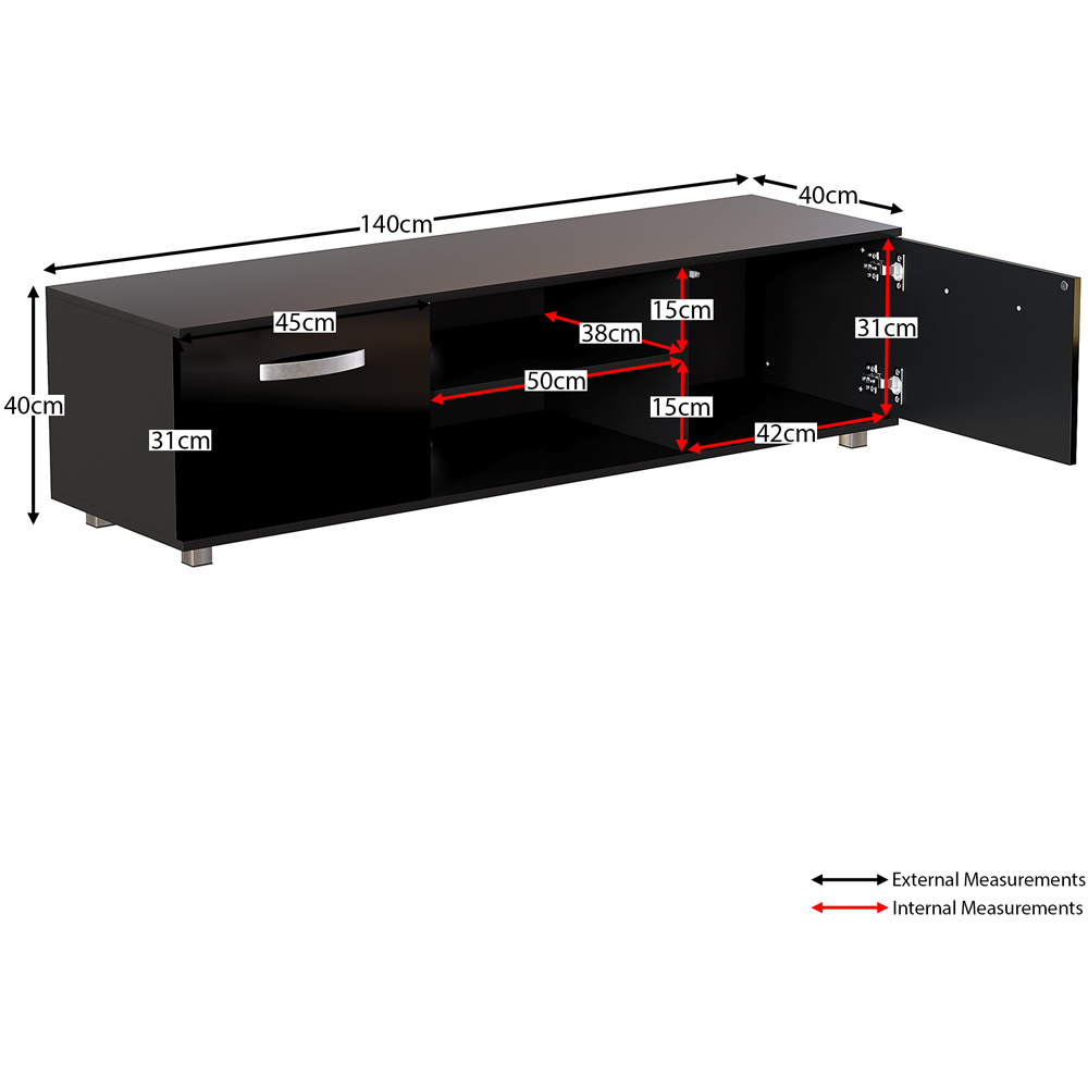 Vida Designs Cosmo 2 Door 2 Shelf Black Medium TV Unit Image 9