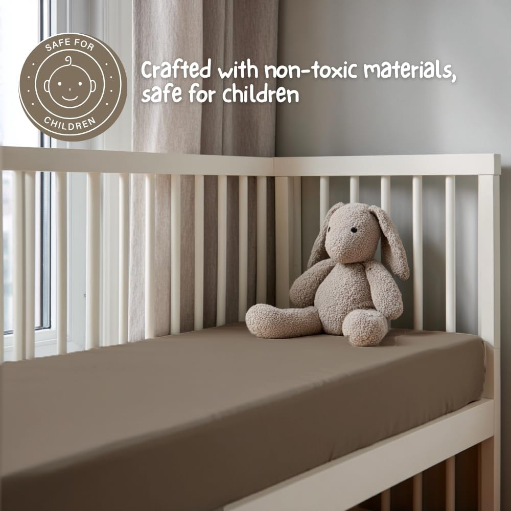 MHG Living Ecru and Brown Jersey Cotton Fitted Cot Bed Sheet 140 x 70cm 2 Pack Image 5
