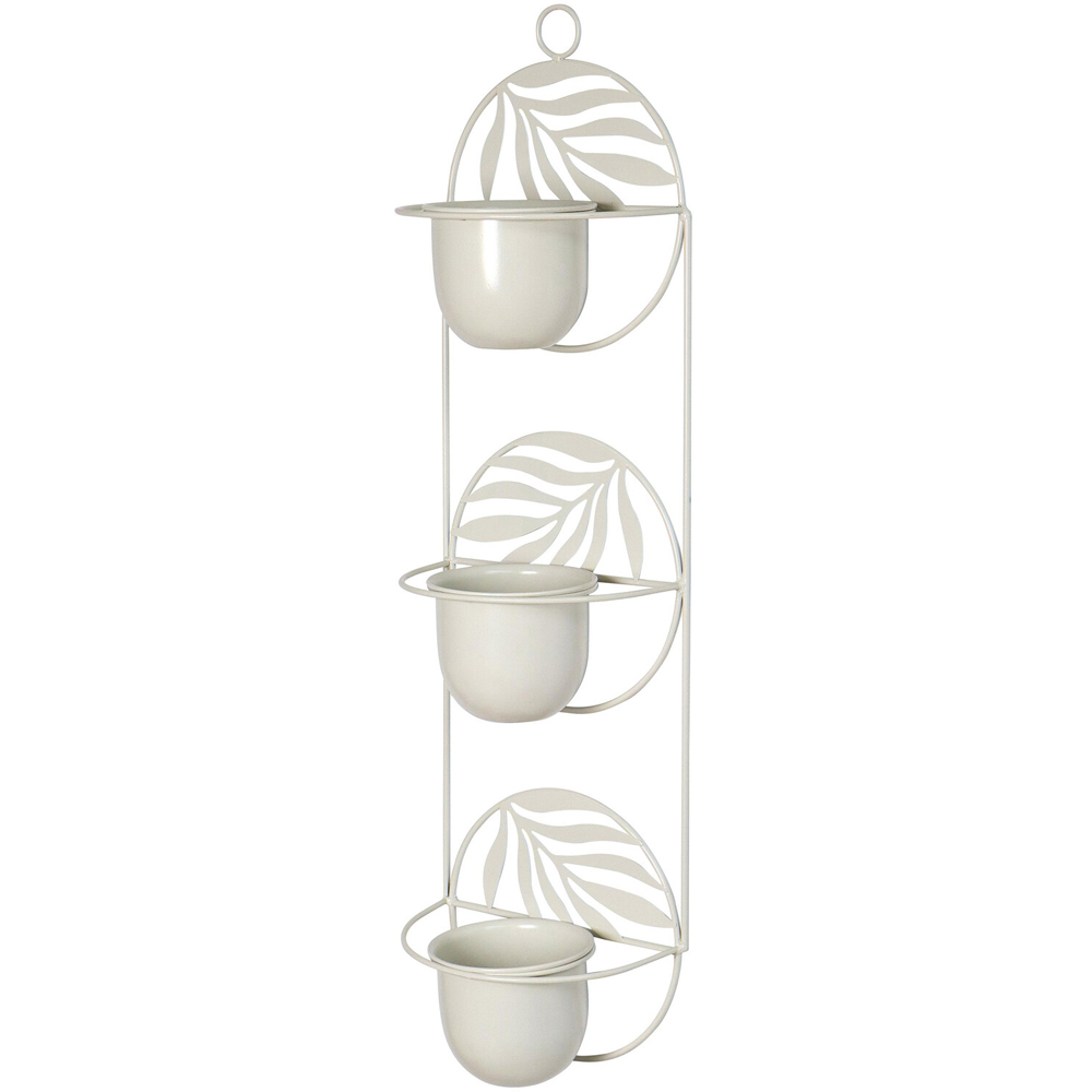 3 Pot Metal Wall Planter Cream Image 1