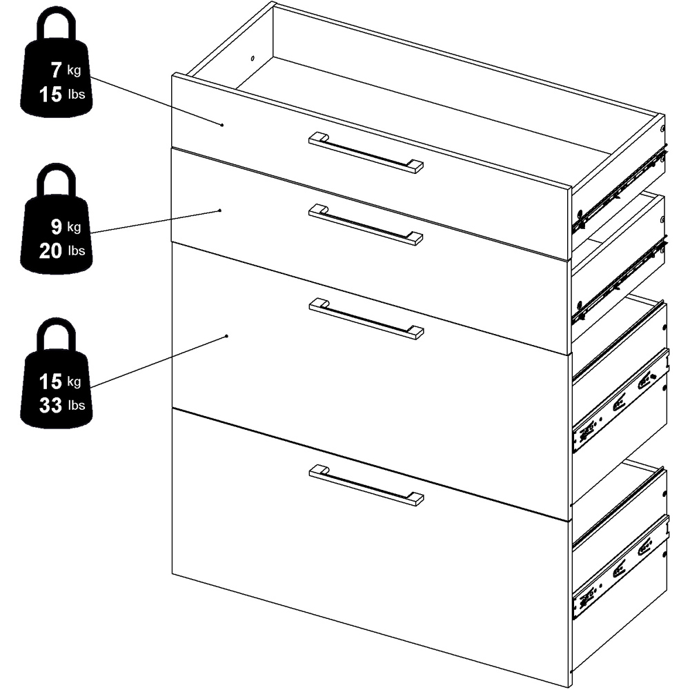 Florence 4 Drawer Black Woodgrain Office Storage Image 7
