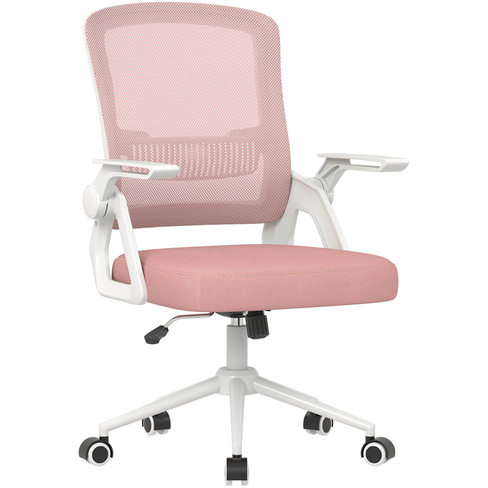 Rattrix Pink Swivel Computer Chair with Flip-Up Armrest and Lumbar Support Image 2