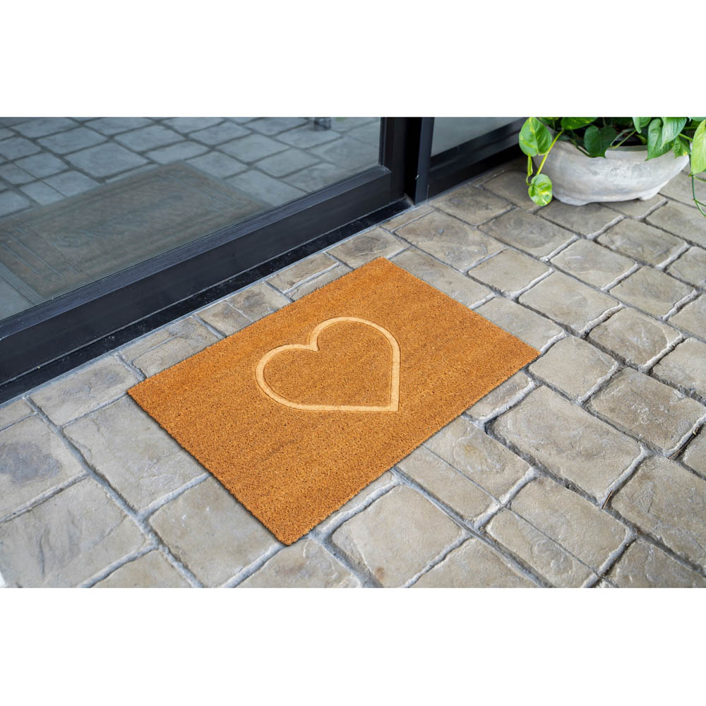 Astley Natural Embossed Heart Coir Doormat 40 x 60cm Image 2