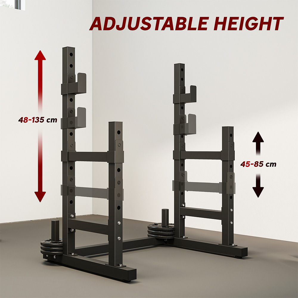 SPORTNOW Black Adjustable Barbell Squat Rack Image 5