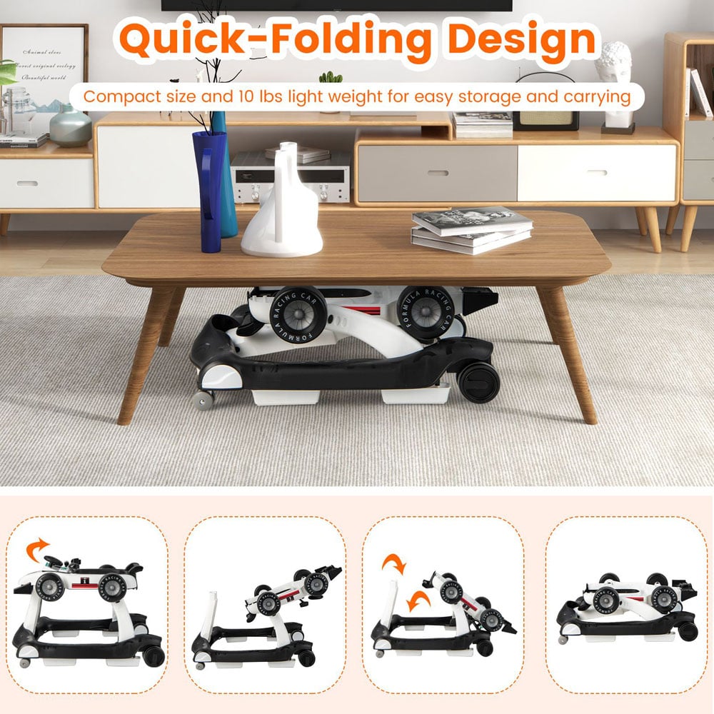 Costway 4 in 1 White Baby Push Walker Image 3