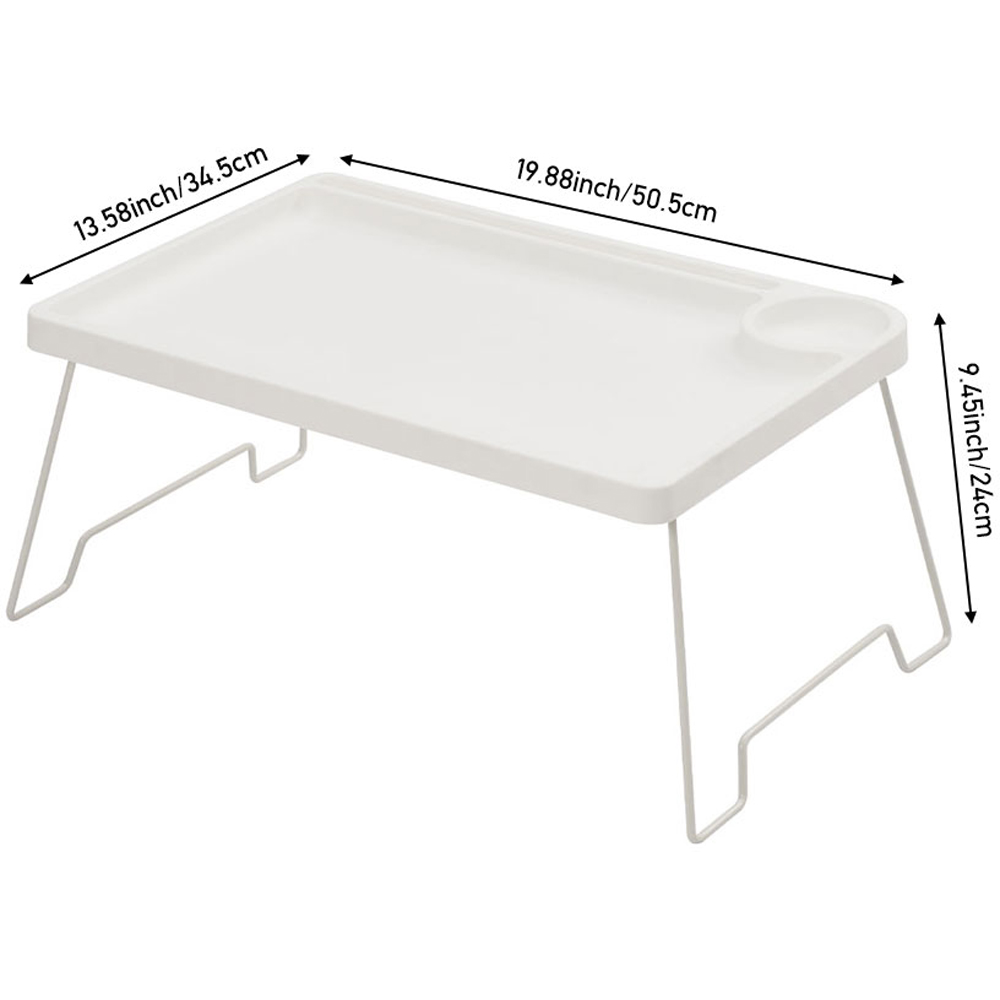 Living and Home White Foldable Bed Table with Cup Holder Image 8