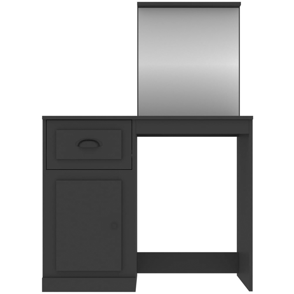 vidaXL Single Door Single Drawer Black Wooden Dressing Table with Mirror Image 6