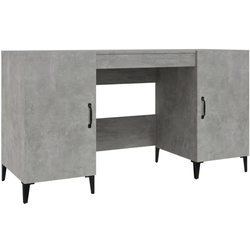 vidaXL 2 Door Computer Desk Concrete Grey and Black Image 2