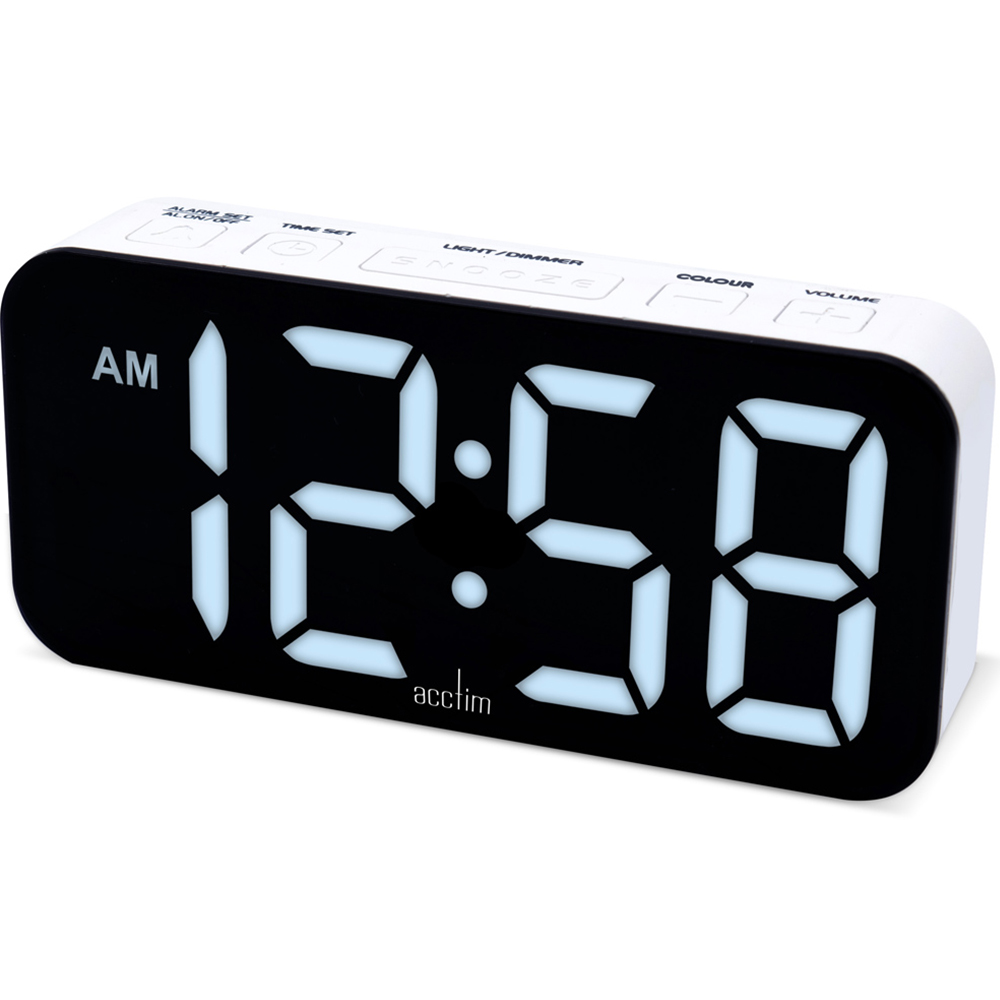 Acctim Jaxon White LED Colour Changing Digital Alarm Clock 14cm Image 4
