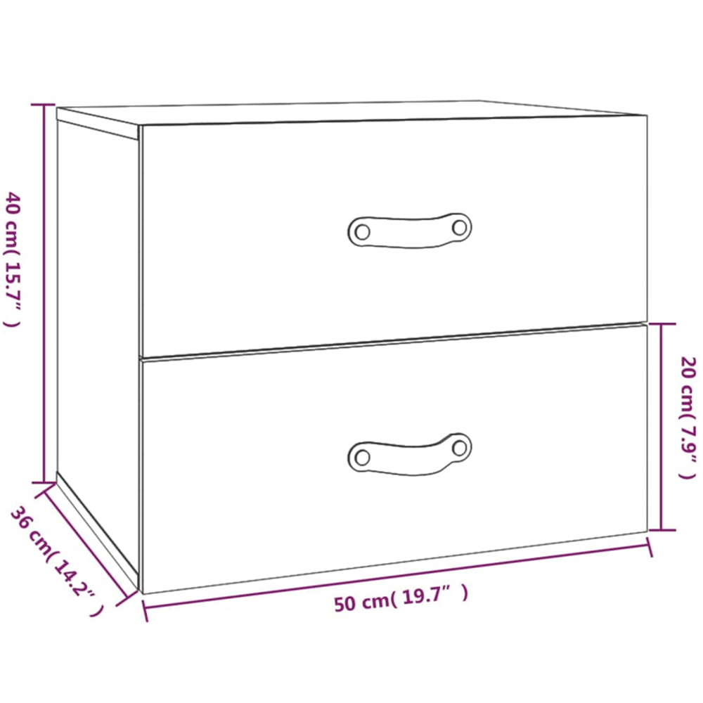 vidaXL 2 Drawer Black Wall Mounted Bedside Cabinet Set of 2 Image 8