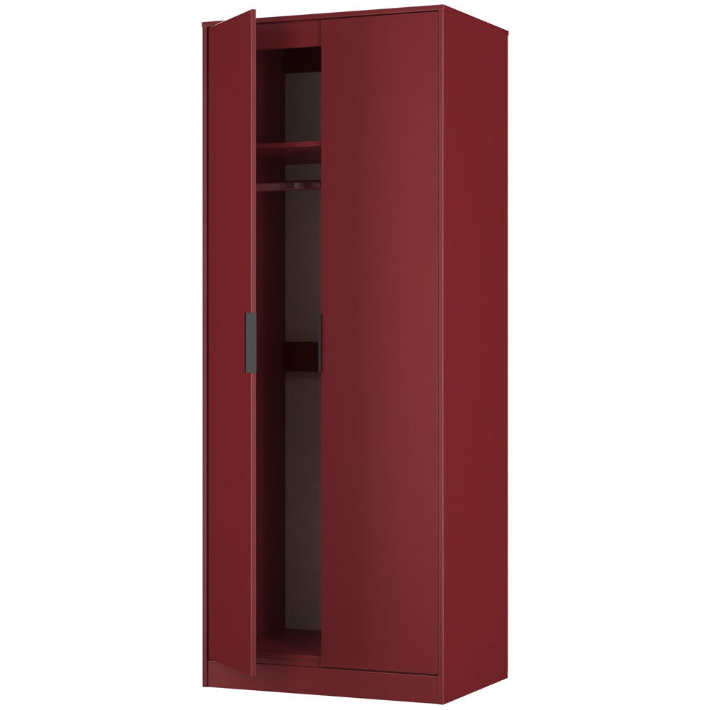 Crowndale Hong Kong 2 Door Red Matt Tall Wardrobe Ready Assembled Image 6