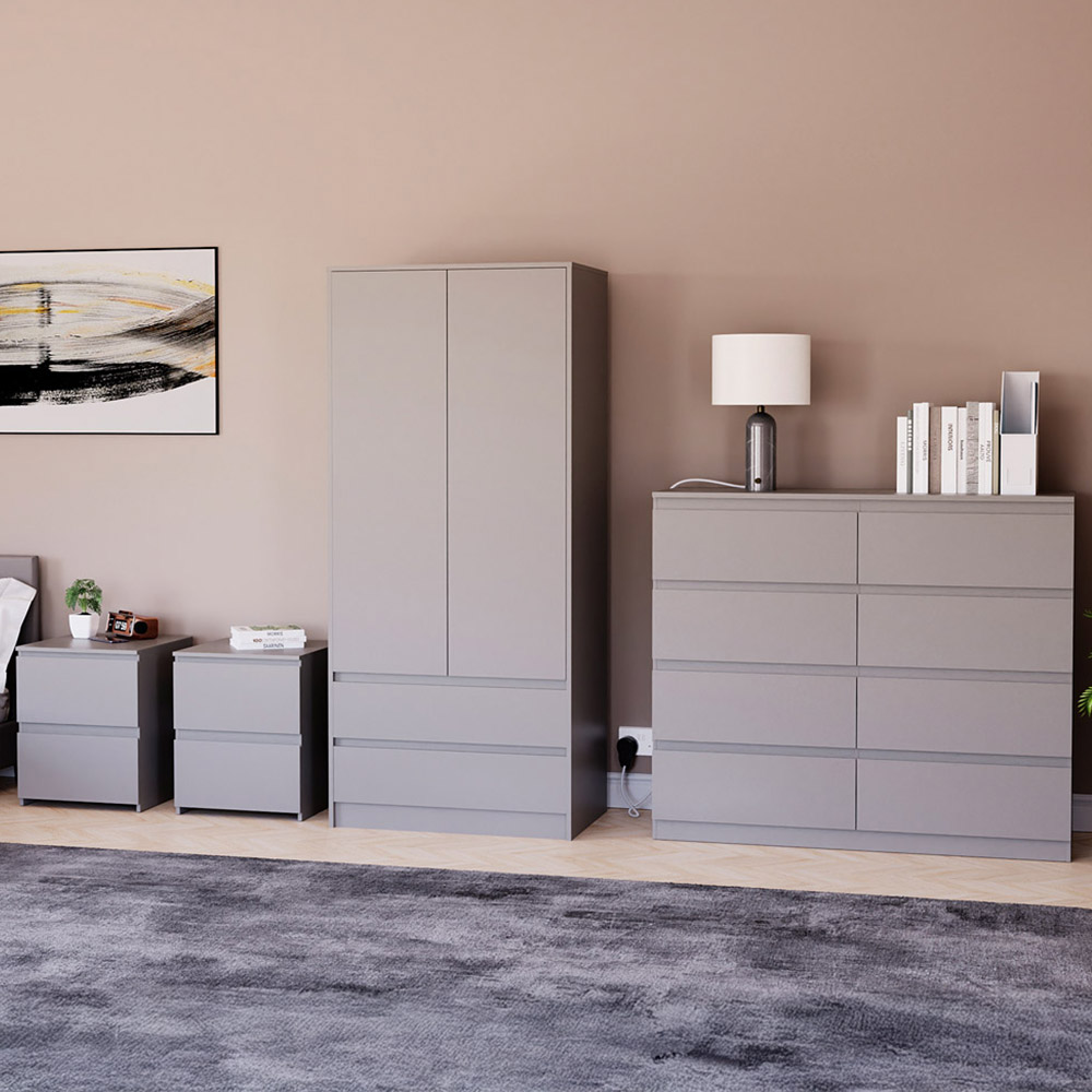 Denver Grey 4 Piece Bedroom Furniture Set Image 1