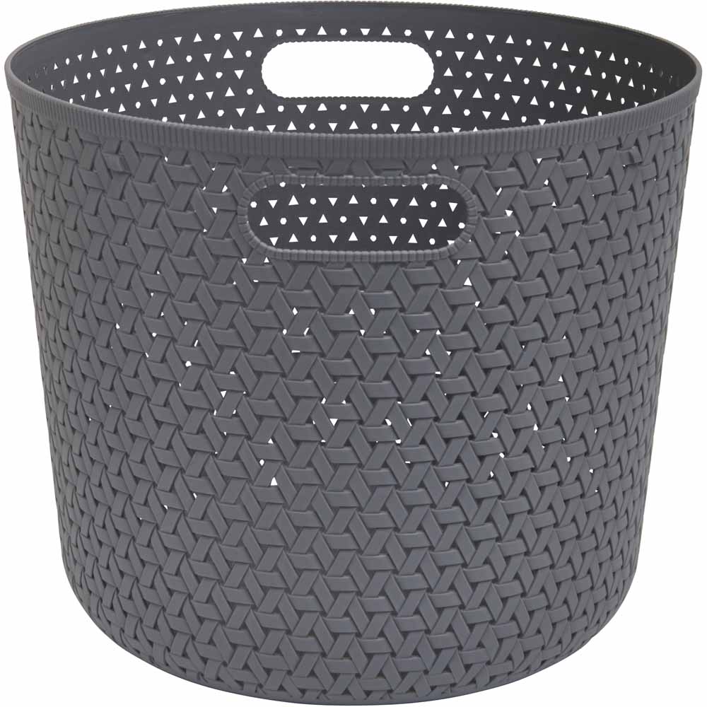 Wilko Grey Round Storage Basket Large Wilko