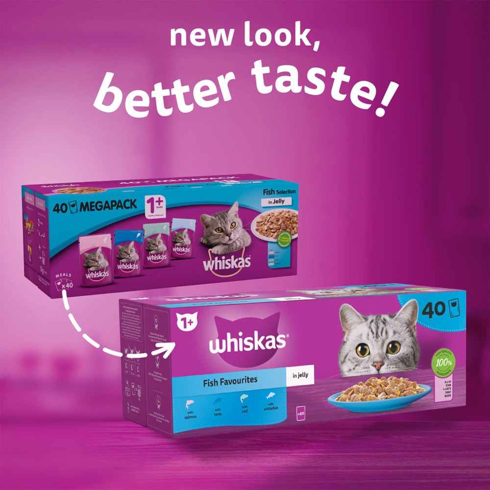 Whiskas 1+ Fish Favourites in Jelly Adult Wet Cat Food 85g 40 Pack Image 9