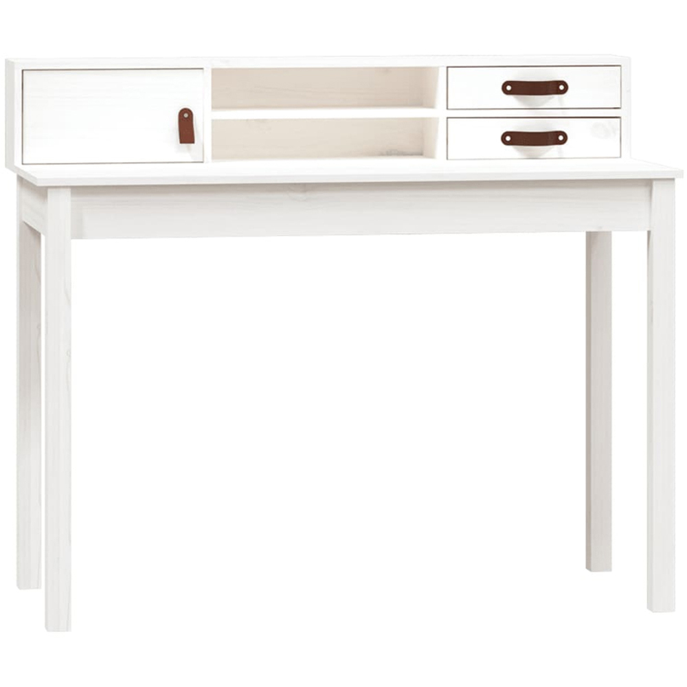 vidaXL Single Door 2 Drawer Single Shelf Office Desk White Image 2