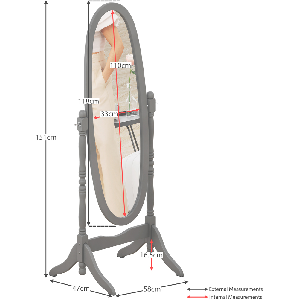 Vida Designs Nishano Grey Oval Cheval Mirror Image 7