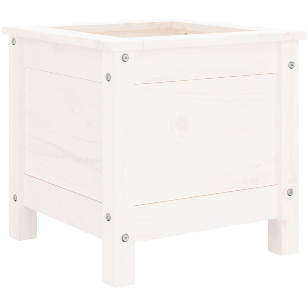 vidaXL White Solid Pine Wood Garden Planter 39 x 40 x 40cm Image 1