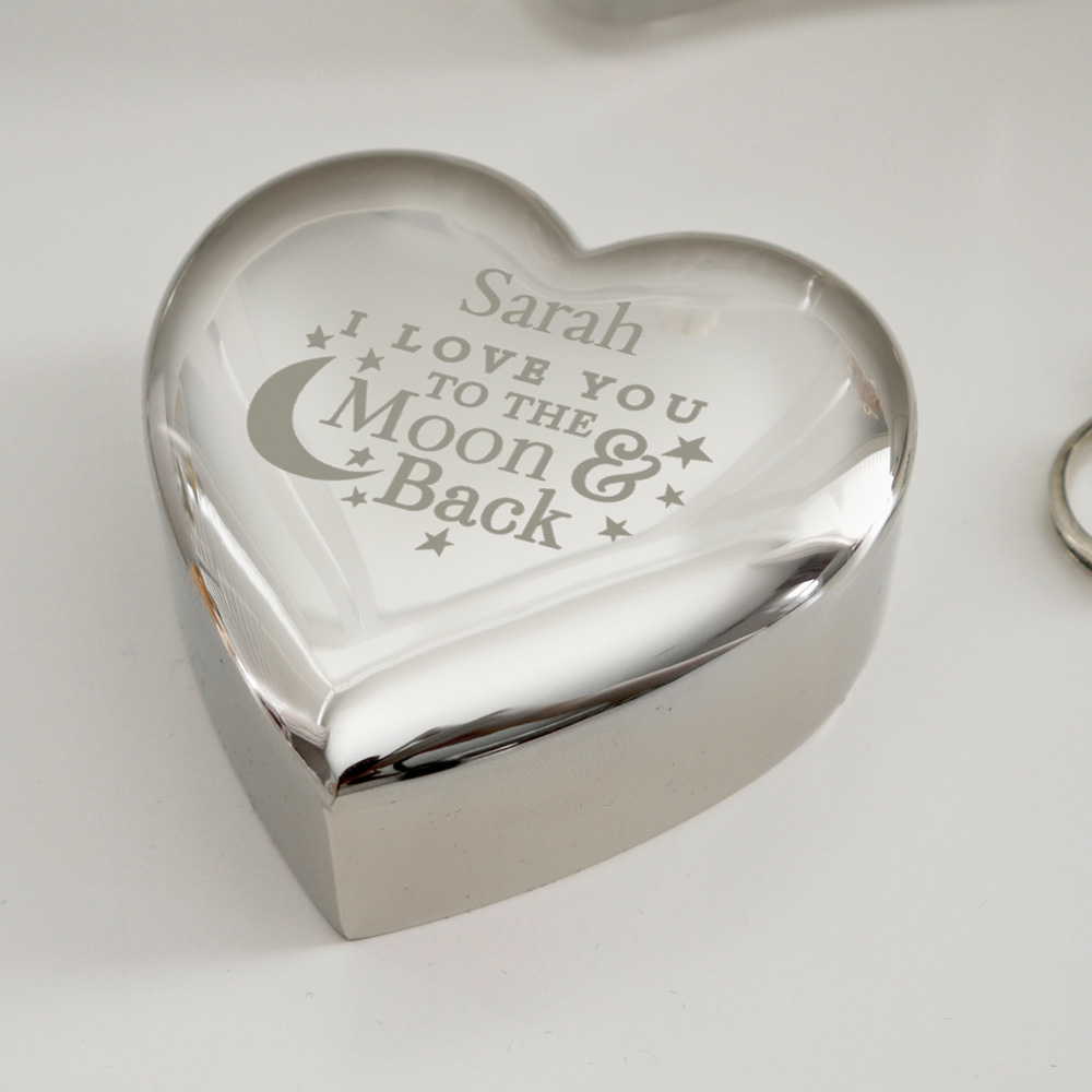 Personalised Memento Personalised To the Moon and Back Heart Trinket Box Image 2