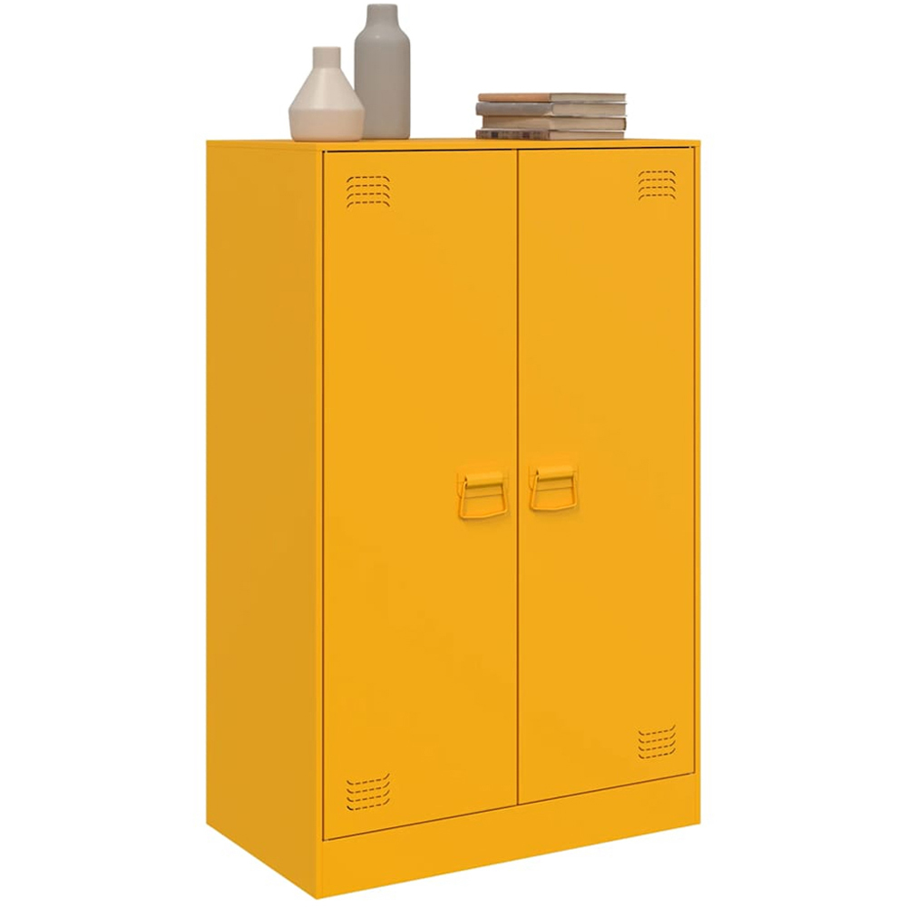 vidaXL 2 Door Mustard Yellow Steel Sideboard Image 5