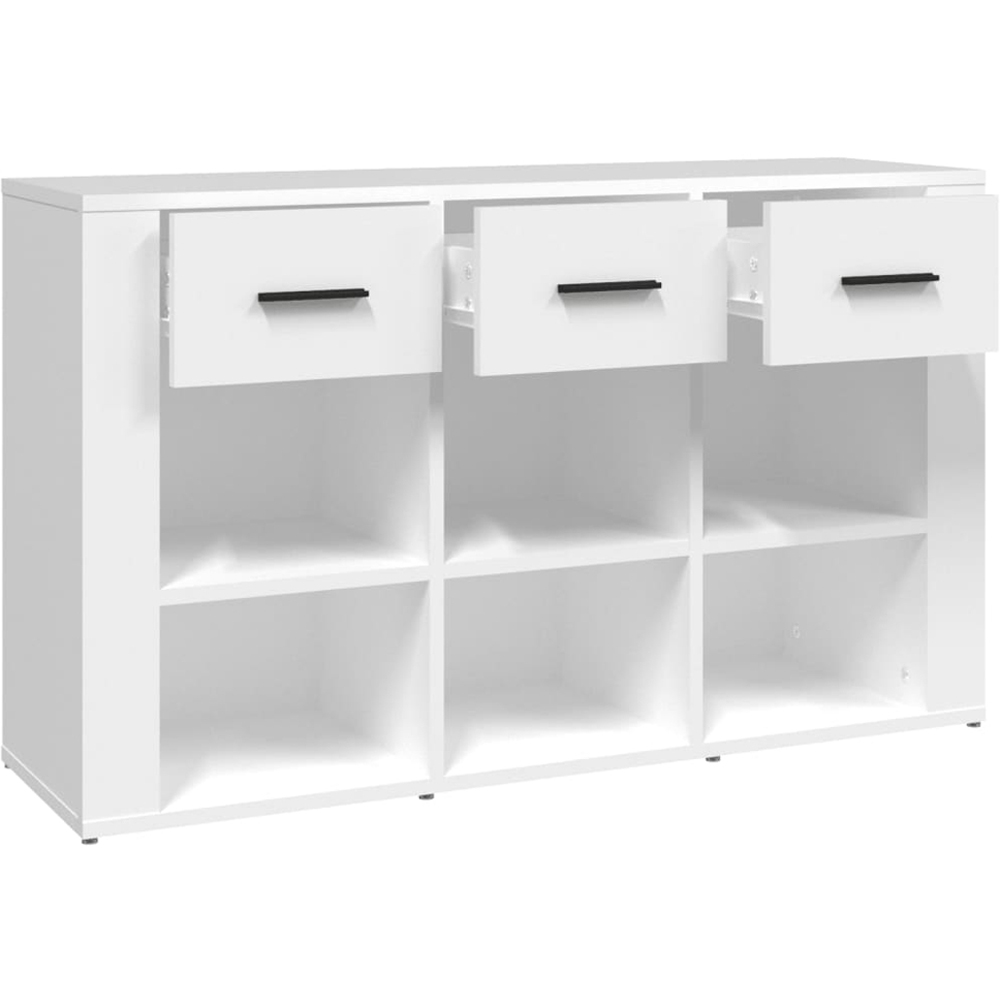 vidaXL 3 Drawer 6 Shelf White Wide Sideboard Image 8