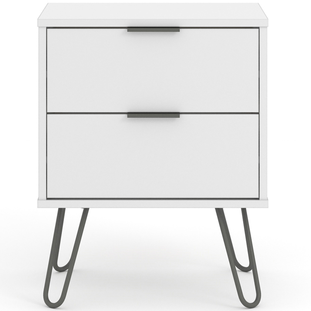Core Products Augusta 2 Drawer White Bedside Table Image 2