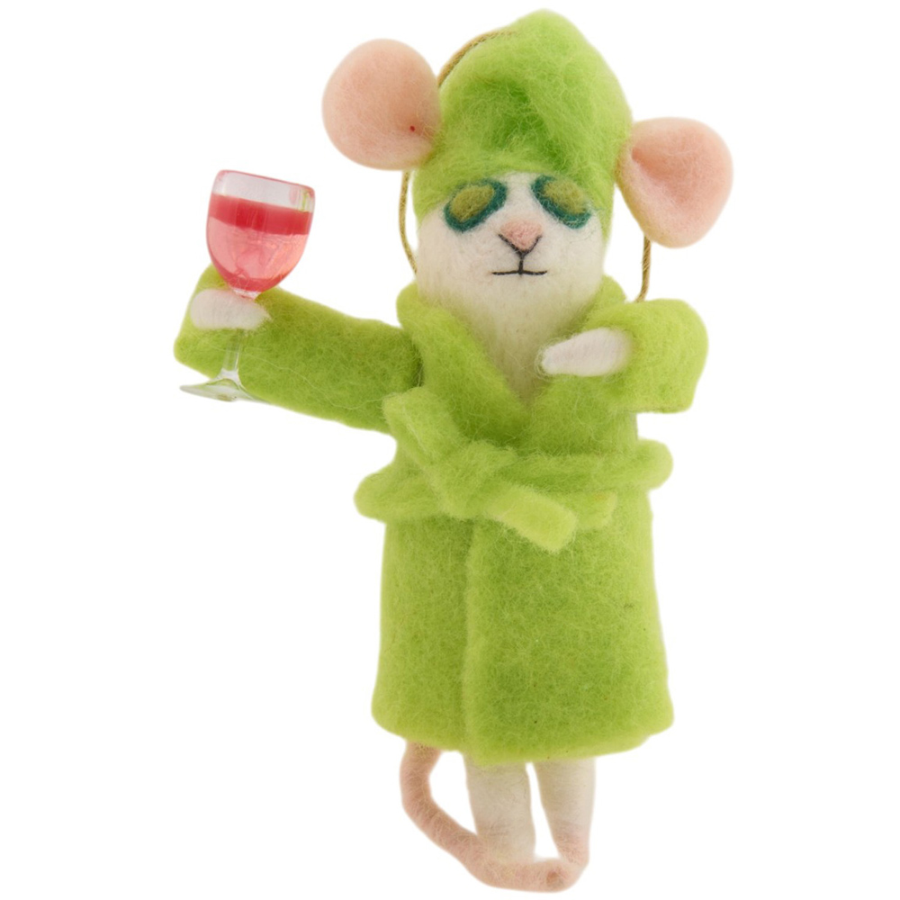 Wool Spa Mouse Hanging Decoration Green Image 3