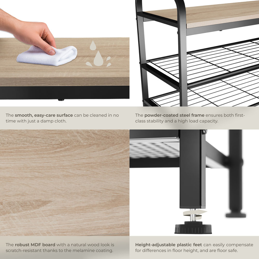 tectake Southampton 2 Grid Self Oak Sonoma Shoe Rack Image 5