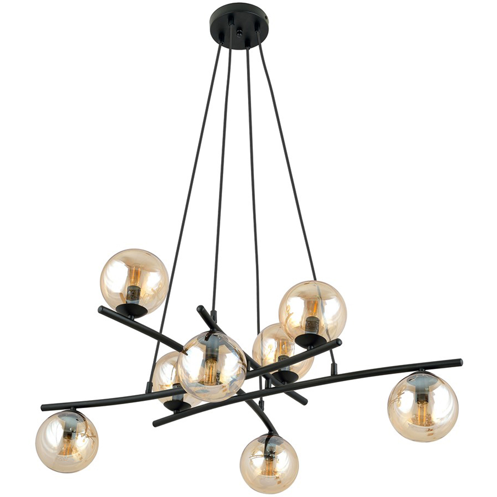 Emibig Essa 8 Light Amber Shade Black E14 Ceiling Pendant Light Image 1