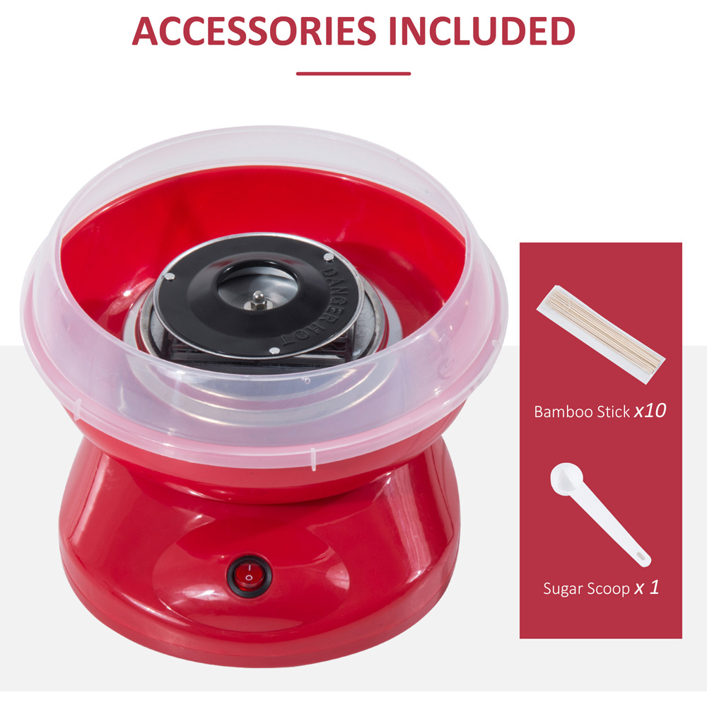 HOMCOM 800-017RD Red Electric Cotton Candy Machine with Equipment 500W Image 5