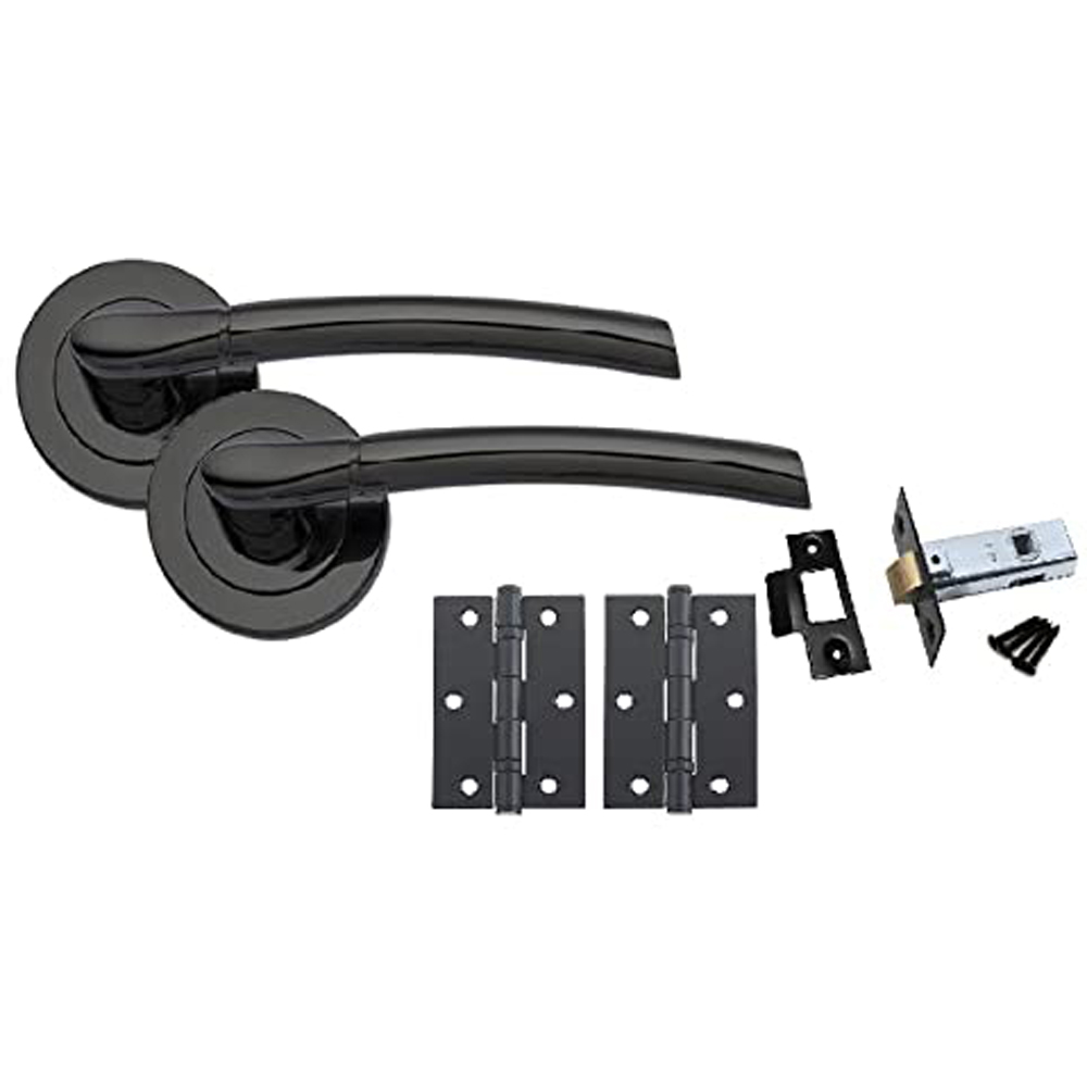 Golden Grace Polished Black Nickel Indiana Modern Door Handle Set 5 Pack Image 2