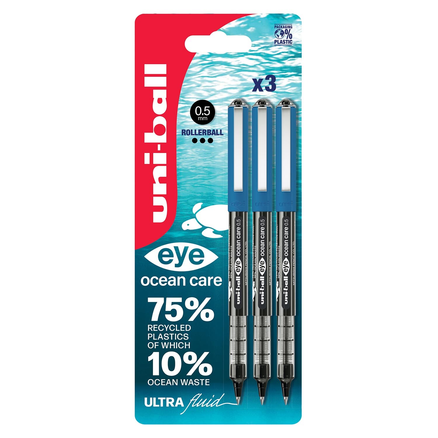 Uniball Black Eye Ocean Care Pen 3 Pack Image