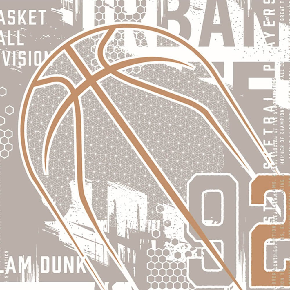 Origin Murals Modern Basketball Grey Wall Mural Image 2