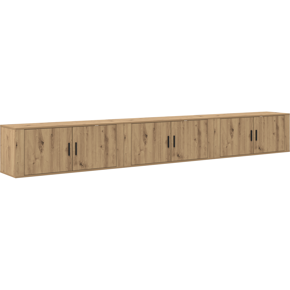 vidaXL 2 Door Artisan Oak Wall Mounted Wide TV Unit Set of 3 Image 4
