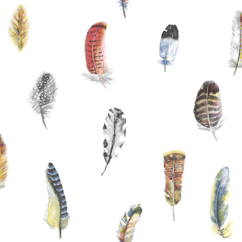 Galerie Global Fusion Feathers Multicolour Wallpaper Image 1
