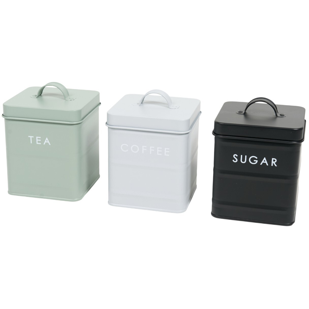 Set of 3 Square Ribbed Canisters Image 1