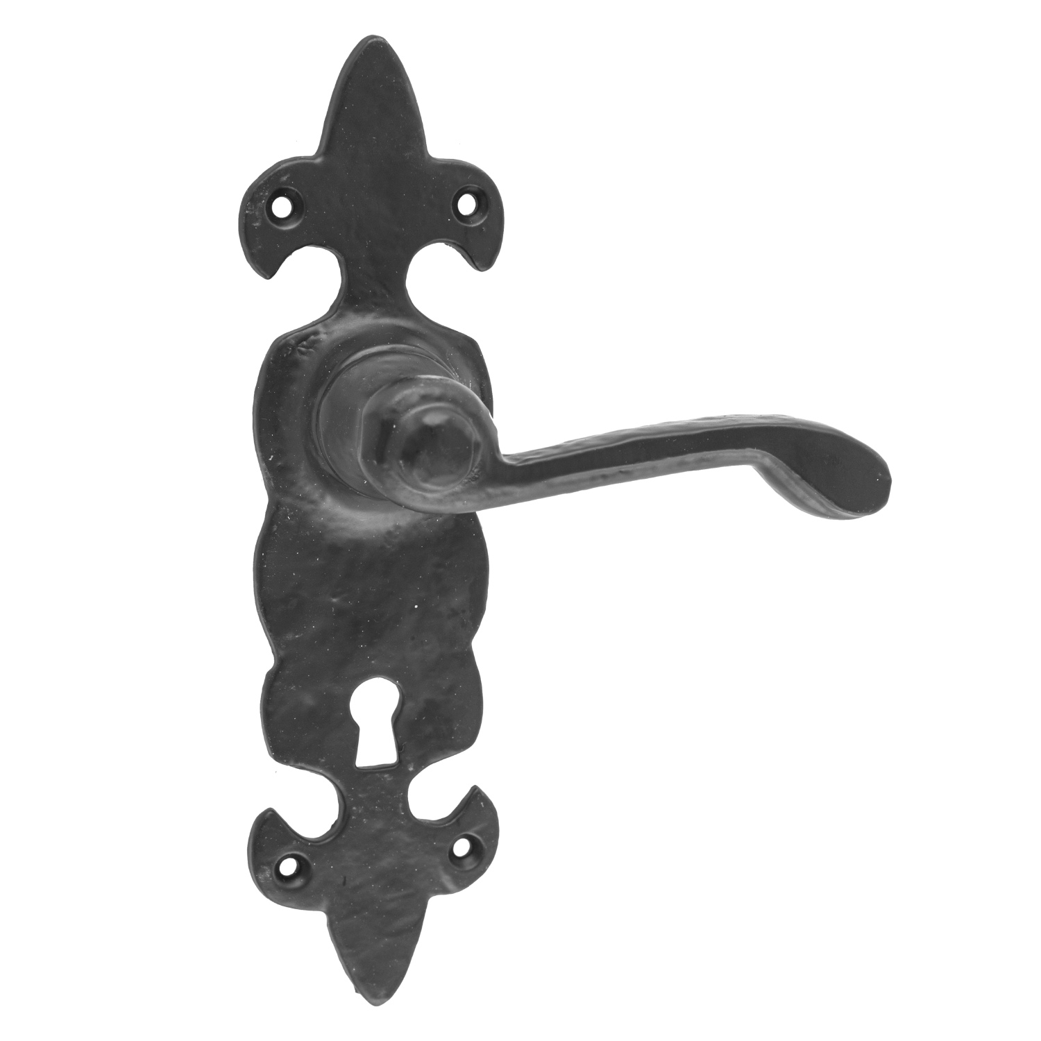 Hiatt Black Antique Fleur de Lis Door Lever Handle Image 1