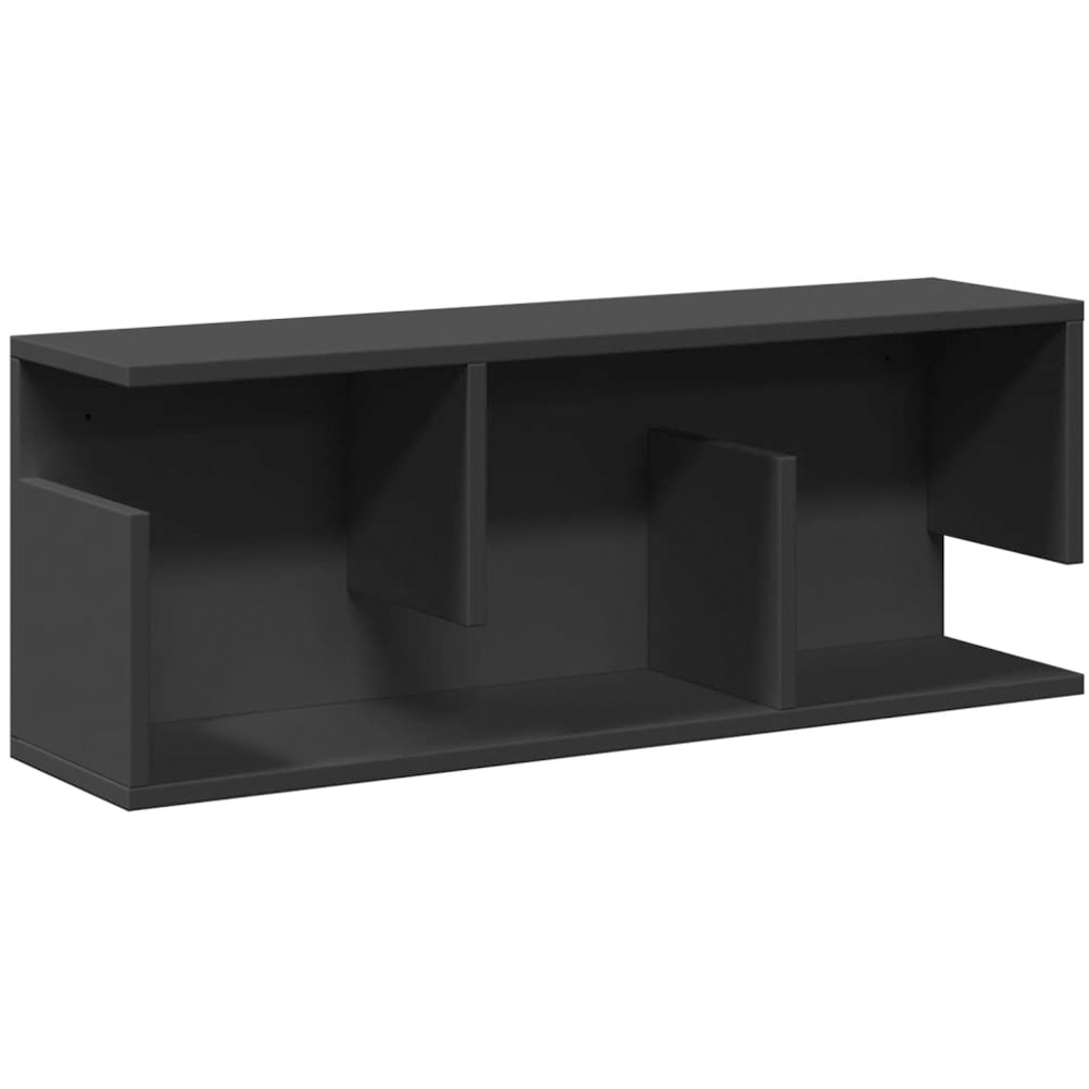 vidaXL 3 Open Shelf Black Wall Cabinet Image 2