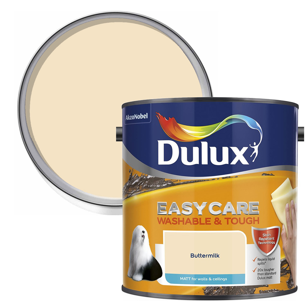 Dulux Easycare Washable & Tough Buttermilk Matt Emulsion Paint 2.5L Image 1